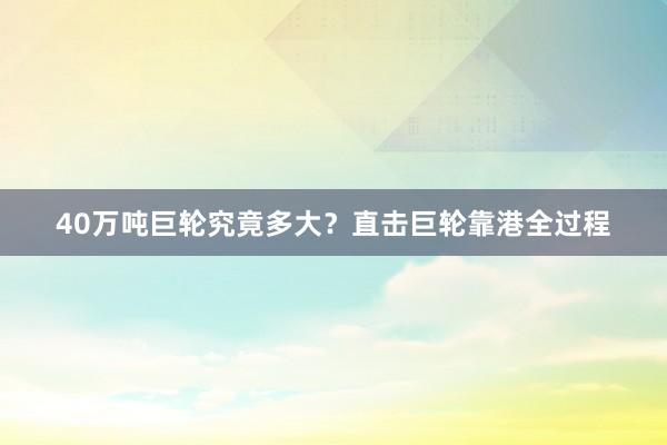 40万吨巨轮究竟多大？直击巨轮靠港全过程